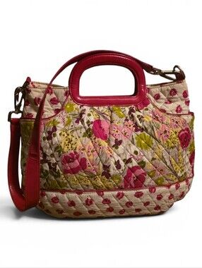 Vera Bradley Charleston Tote Bag "Make Me Blush" Floral Pattern EUC